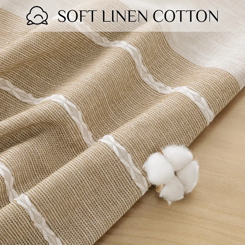 Elegant Sage Green Chiffon Archway Fabric- Boho Tasseled Linen Cotton Tablecloth